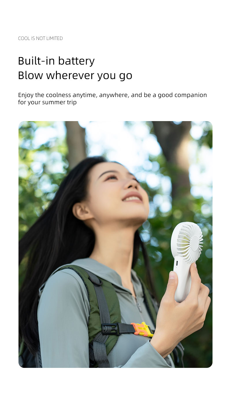F24Y Multi-gear Adjustable Lightweight Handheld Fan with Carabiner Powerful Wind Force Easy to Carry Fan with Colorful Ambient Light - Image 11