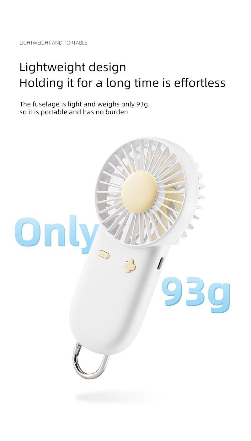 F24Y Multi-gear Adjustable Lightweight Handheld Fan with Carabiner Powerful Wind Force Easy to Carry Fan with Colorful Ambient Light - Image 10