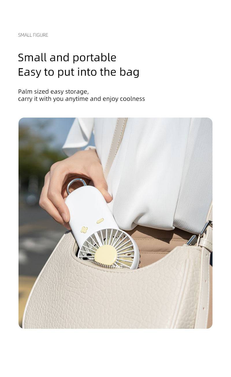 F24Y Multi-gear Adjustable Lightweight Handheld Fan with Carabiner Powerful Wind Force Easy to Carry Fan with Colorful Ambient Light - Image 9