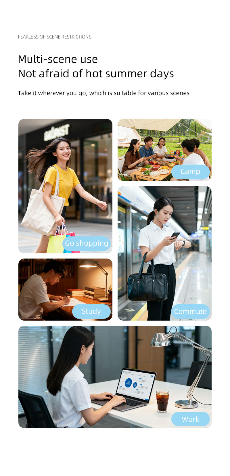 F24Y Multi-gear Adjustable Lightweight Handheld Fan with Carabiner Powerful Wind Force Easy to Carry Fan with Colorful Ambient Light - Image 8