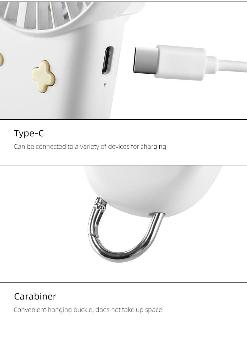 F24Y Multi-gear Adjustable Lightweight Handheld Fan with Carabiner Powerful Wind Force Easy to Carry Fan with Colorful Ambient Light - Image 6