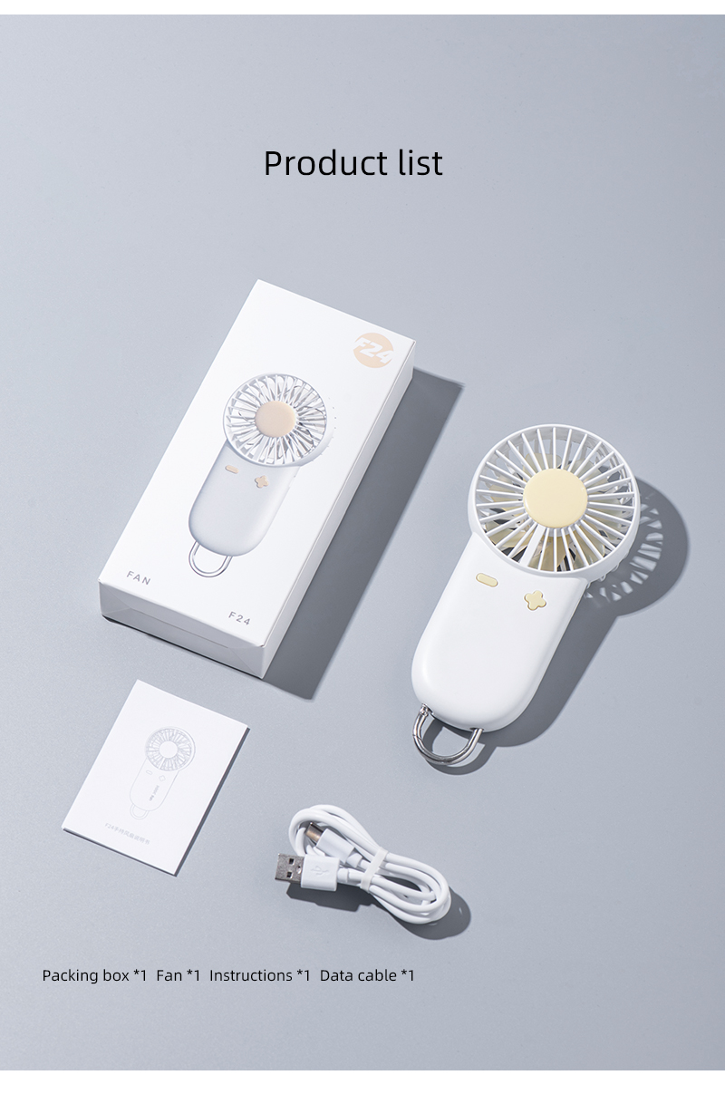 F24Y Multi-gear Adjustable Lightweight Handheld Fan with Carabiner Powerful Wind Force Easy to Carry Fan with Colorful Ambient Light - Image 4