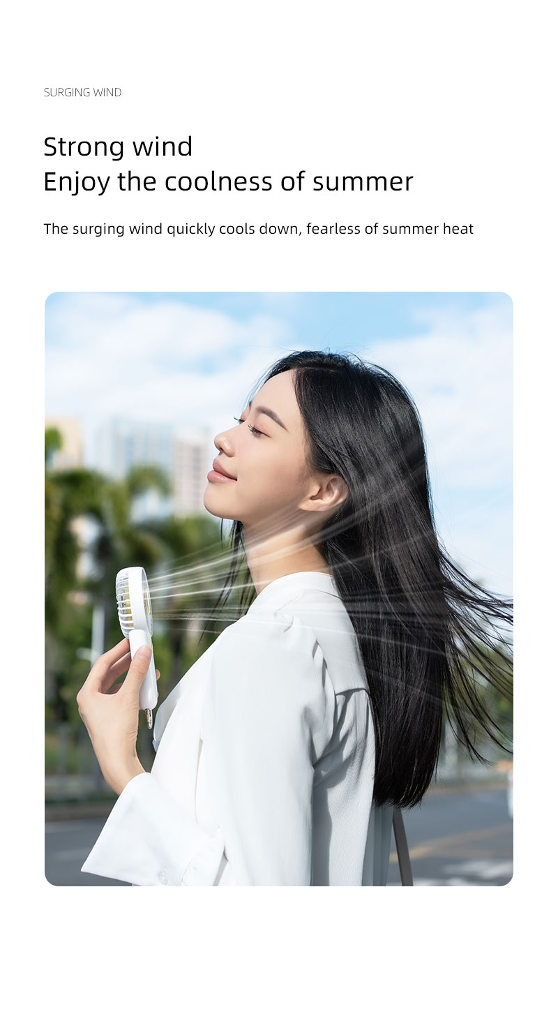 F24Y Multi-gear Adjustable Lightweight Handheld Fan with Carabiner Powerful Wind Force Easy to Carry Fan with Colorful Ambient Light - Image 14