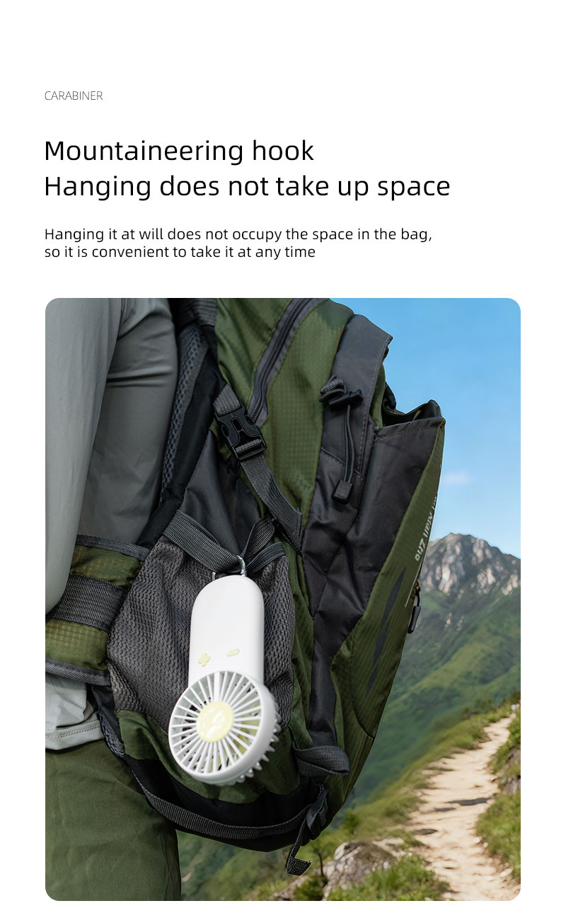 F24Y Multi-gear Adjustable Lightweight Handheld Fan with Carabiner Powerful Wind Force Easy to Carry Fan with Colorful Ambient Light - Image 13