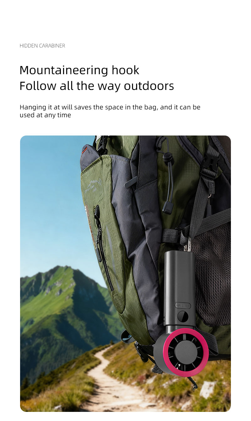 F25Y Latest Surging Wind Force Ice Compress Handheld Fan with LED Digital Display Foldable Desktop Usable Fan with Hidden Carabiner - Image 12