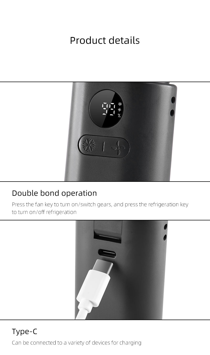 F25Y Latest Surging Wind Force Ice Compress Handheld Fan with LED Digital Display Foldable Desktop Usable Fan with Hidden Carabiner - Image 20