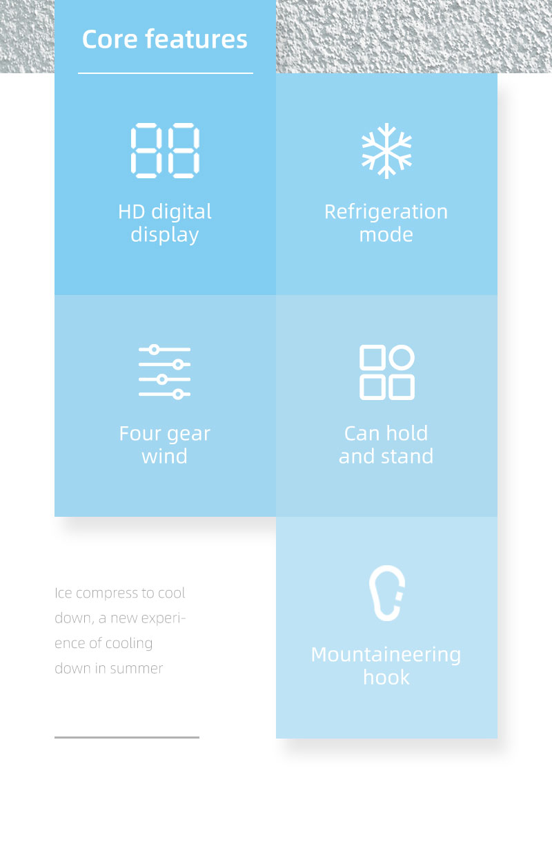 F25Y Latest Surging Wind Force Ice Compress Handheld Fan with LED Digital Display Foldable Desktop Usable Fan with Hidden Carabiner - Image 3