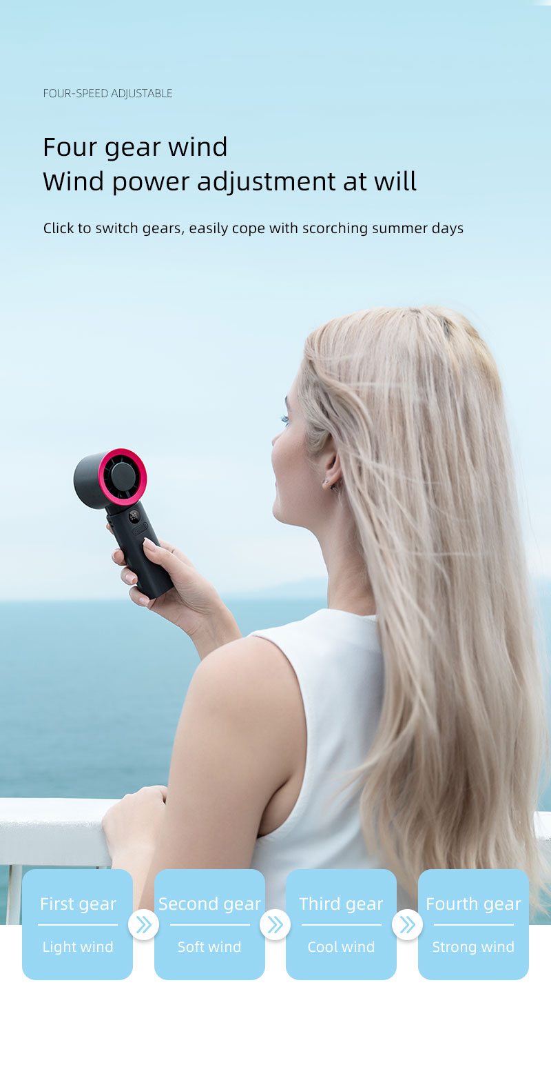 F25Y Latest Surging Wind Force Ice Compress Handheld Fan with LED Digital Display Foldable Desktop Usable Fan with Hidden Carabiner - Image 7