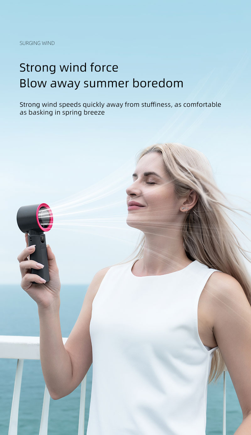 F25Y Latest Surging Wind Force Ice Compress Handheld Fan with LED Digital Display Foldable Desktop Usable Fan with Hidden Carabiner - Image 9