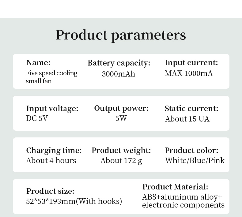 H06 Convenient Handheld Cooling Fan Portable and Lightweight Blower with Carabiner Handheld and Desktop Dual-usable Strong Wind Fan - Image 20