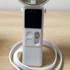 F619 Latest Published Foldable and Cold Compress Function Handheld Fan with Digital Display Desktop Neck Wearable Dual-usable Fan